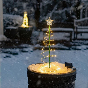 Solar Spiral Χριστουγεννιάτικα Δέντρα Εξωτερικού Φωτισμού Xmas Pathway Μαρκαδόροι με αδιάβροχα φώτα για πάσσαλο για διακόσμηση πεζών αυλής βεράντας