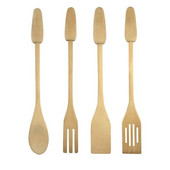 Koka virtuves piederumu komplekts Masīvkoka sīkrīku Karote Dakšu Virpotāja Lāpstiņa Dabiski virtuves instrumenti