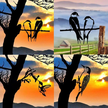 Μεταλλικό Bird Iron Hollow Silhouette Ξωτικό Δέντρο διακόσμηση Κάρτα Στολίδι Σπίτι Κήπος Αυλή Σκουριασμένο Σιδερένιο Χειροτεχνία Διακοσμητικό Γλυπτό