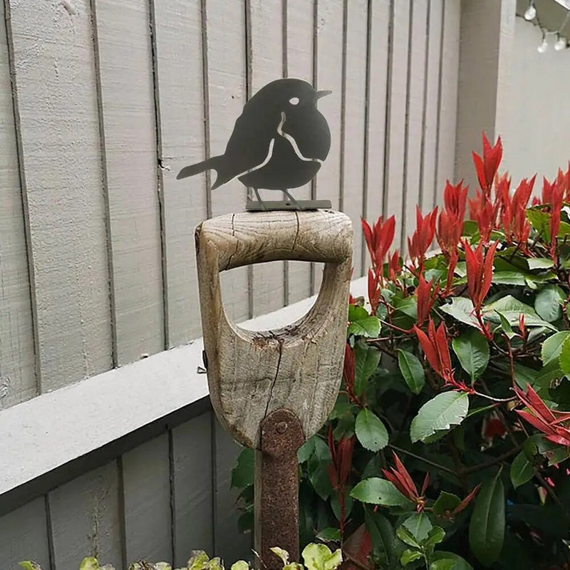 Metāla putns dzelzs dobs siluets elfs koka dekorācijas kartīte rotājums mājas dārzs pagalms sarūsējis dzelzs amatniecības dekors skulptūra