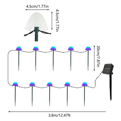 LED saules sēņu gaisma āra ūdensnecaurlaidīga saules sēņu lampa Fairy Light Patio Pathway Ainava zāliena lampa Dārza dekors 2023