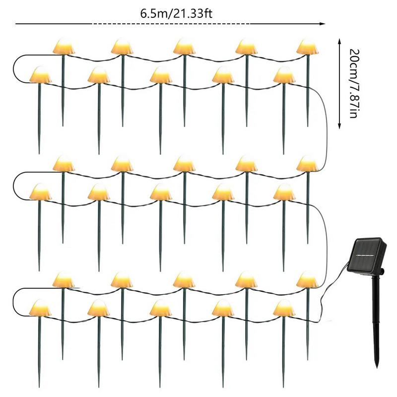 LED saules sēņu gaisma āra ūdensnecaurlaidīga saules sēņu lampa Fairy Light Patio Pathway Ainava zāliena lampa Dārza dekors 2023