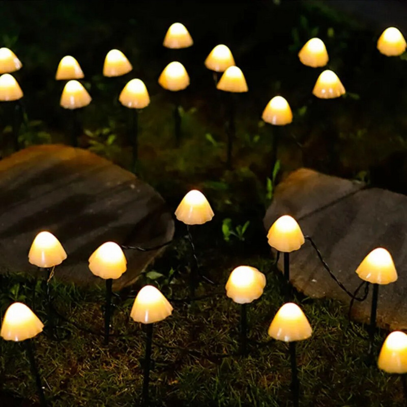 LED saules sēņu gaisma āra ūdensnecaurlaidīga saules sēņu lampa Fairy Light Patio Pathway Ainava zāliena lampa Dārza dekors 2023