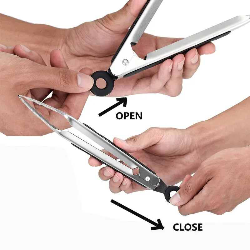 Grilltang roostevabast terasest praetud grillklambriga salatileivaklamber koos libisemiskindla käepidemega praad-spagetiklambriga köögitööriistad