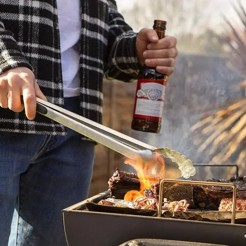 Grilltang roostevabast terasest praetud grillklambriga salatileivaklamber koos libisemiskindla käepidemega praad-spagetiklambriga köögitööriistad