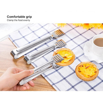 2/3PCS Кухненски инструменти Food Toong Tool Set Heat Bread Tong Неръждаема стомана салата барбекю готвене сервиране на храна щипки за мъниста клипс