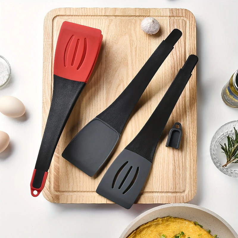 3 viename Creative silikoninės maisto žnyplės kepsnių kepsnys kepsnių žnyplės silikoninė rankena žuvies mentelė klipas virtuvės reikmenys