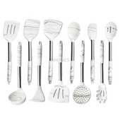 Nelipnus karščiui atsparus silikoninis Wok mentele Turner grandiklis Kastuvas Šaukštai Balto marmuro Virtuvė Maisto gaminimo Kepimo Įrankiai Indų rinkinys