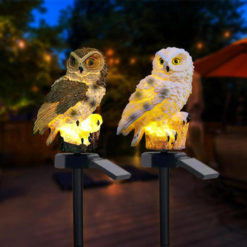 Solar Garden Stake Lights Resin Parrot Solar Lights Αγάλματα εξωτερικού χώρου IP65 Αδιάβροχα LED διακοσμητικά φώτα για Walkway Lawn Owl