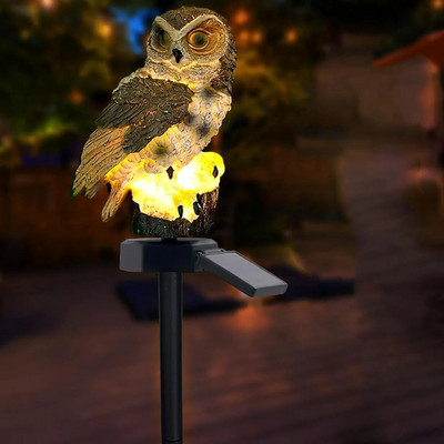 Saules dārza stabu gaismas sveķu papagailis saules gaismas āra statujas IP65 ūdensnecaurlaidīgi LED dekoratīvie lukturi pastaigu zāliena pūcei
