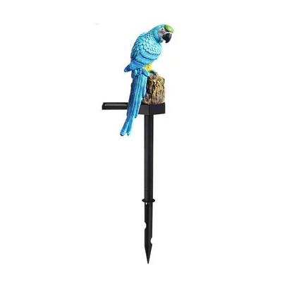 Saules dārza stabu gaismas sveķu papagailis saules gaismas āra statujas IP65 ūdensnecaurlaidīgi LED dekoratīvie lukturi pastaigu zāliena pūcei
