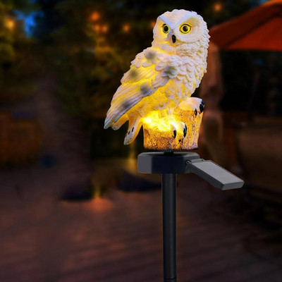 Saules dārza stabu gaismas sveķu papagailis saules gaismas āra statujas IP65 ūdensnecaurlaidīgi LED dekoratīvie lukturi pastaigu zāliena pūcei