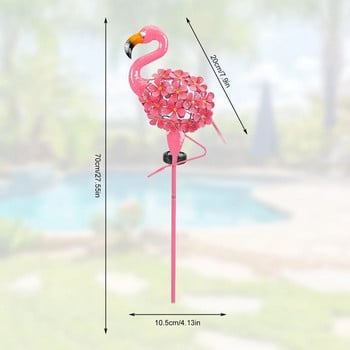 Ροζ Flamingo Solar Lights Μεταλλικό Φωτιστικό Κήπου Outdoor Pathway Pink Flamingo Stake LED Lights IP55 Αδιάβροχο για Αίθριο γκαζόν 2023