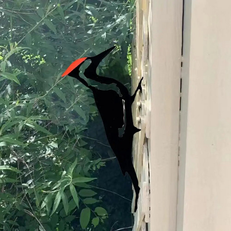 Plug-in Putnu statuja Dekoratīvs dobs koka miets Dizains Dzenis statuja Metāla Amatniecība Koks Plug Putnu Ornaments Dārza dekors