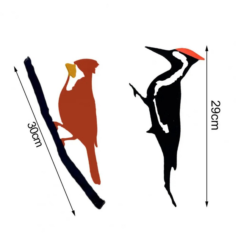 Plug-in Putnu statuja Dekoratīvs dobs koka miets Dizains Dzenis statuja Metāla Amatniecība Koks Plug Putnu Ornaments Dārza dekors