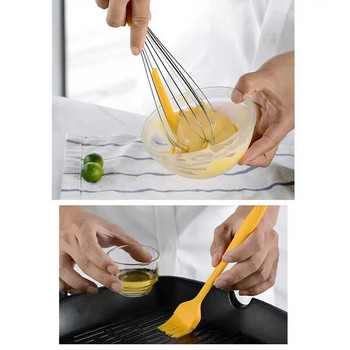 1 ΤΕΜ. Μαγειρικό σκεύος σιλικόνης Ανθεκτικό στη θερμότητα Σπάτουλα λαδιού σιλικόνης Βούρτσα φαγητού Αυγοσύρμα κουζίνας Εργαλείο μαγειρέματος Κλιπ φαγητού