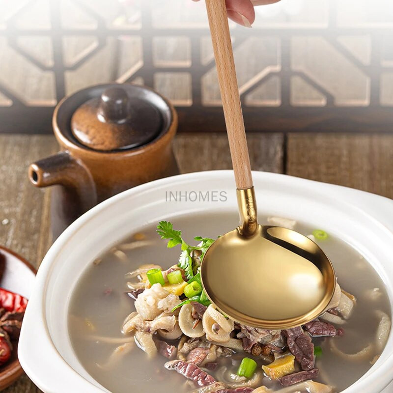 Karstais katls ar garu rokturi Karote Koka rokturis Virtuves Wok Lāpstiņa Caurduris Rievots Virpotājs Kauss Skimmer Lāpsta Ēdienu gatavošanas rīki