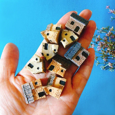 9 gab mini mājiņa/kociņi/miniatūras mājiņa/nobružāts/mīlīgs/ pasaku dārzs/rūķītis/sūnu terārijs mājas dekori/amatniecības piederumi