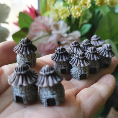 9 gab mini mājiņa/kociņi/miniatūras mājiņa/nobružāts/mīlīgs/ pasaku dārzs/rūķītis/sūnu terārijs mājas dekori/amatniecības piederumi