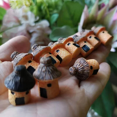 9 gab mini mājiņa/kociņi/miniatūras mājiņa/nobružāts/mīlīgs/ pasaku dārzs/rūķītis/sūnu terārijs mājas dekori/amatniecības piederumi