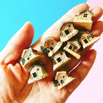 9 gab mini mājiņa/kociņi/miniatūras mājiņa/nobružāts/mīlīgs/ pasaku dārzs/rūķītis/sūnu terārijs mājas dekori/amatniecības piederumi