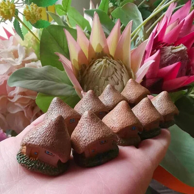 9 gab mini mājiņa/kociņi/miniatūras mājiņa/nobružāts/mīlīgs/ pasaku dārzs/rūķītis/sūnu terārijs mājas dekori/amatniecības piederumi