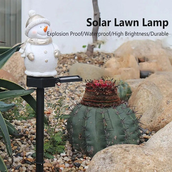 Χριστουγεννιάτικο Ηλιακό Φωτιστικό Χιονάνθρωπος Landscape Lawn Light Ground Stake Resin Lamp για Χριστουγεννιάτικη διακόσμηση γκαζόν εξωτερικού χώρου