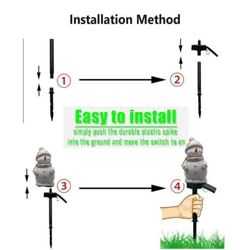 Χριστουγεννιάτικο Ηλιακό Φωτιστικό Χιονάνθρωπος Landscape Lawn Light Ground Stake Resin Lamp για Χριστουγεννιάτικη διακόσμηση γκαζόν εξωτερικού χώρου