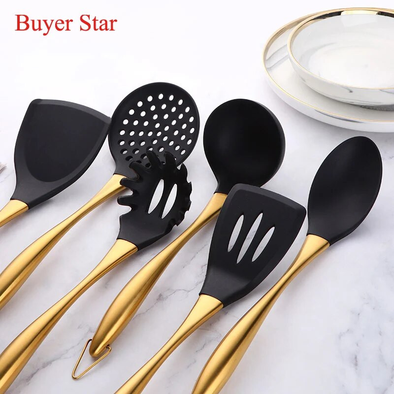 1 db szilikon spatula arany rozsdamentes acél fogantyúval cukrászsütéshez, hőálló tapadásmentes, többfunkciós főzőeszköz