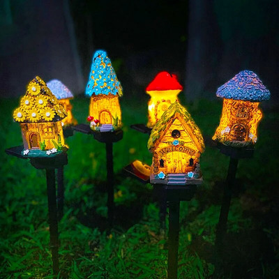 Слънчеви светлини Подова лампа за къща от смола Външна водоустойчива LED лампа Декорация на двора Пейзажна лампа за морава