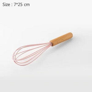 Virtuvės reikmenys Kepimo įrankiai Kietas virtuvės reikmenų rinkinys Medinė rankena su laikymo kibiru Rožinis silikoninis virtuvės reikmenų rinkinys 11 dalių