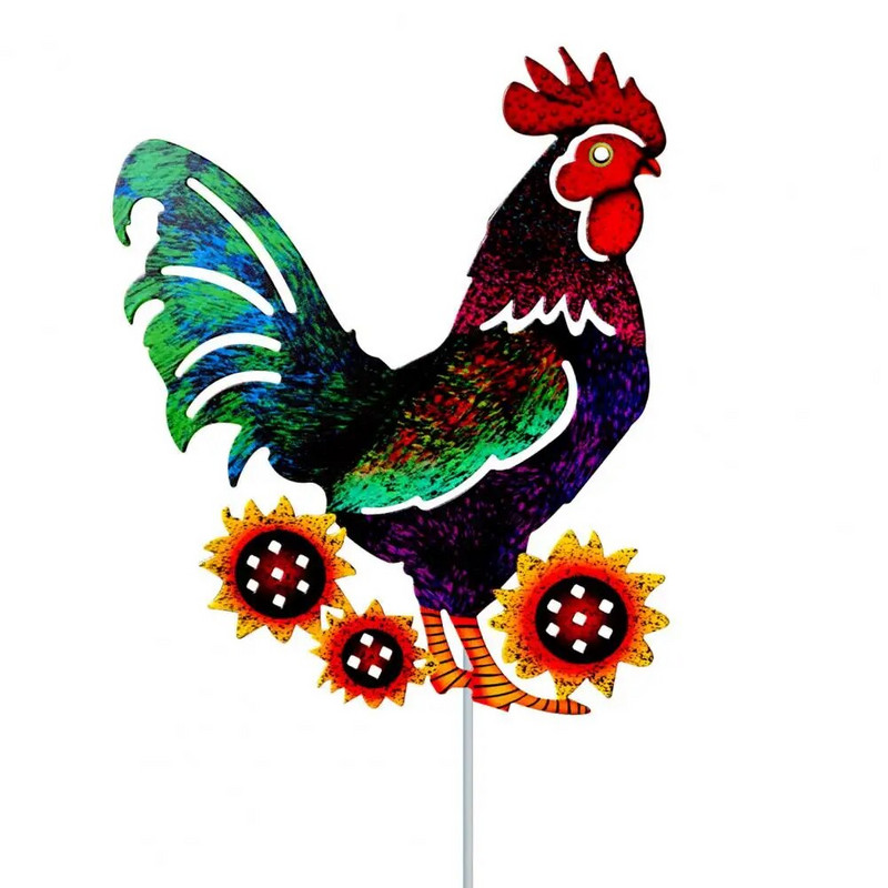 Kakas szobor Reális álló állatkerti dekoráció rozsdamentes terasz hátsó udvarban faragott vas csirke pázsit dísz