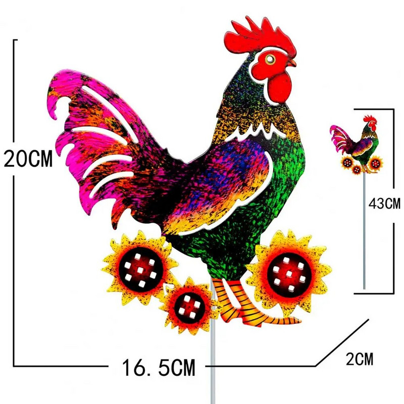 Kakas szobor Reális álló állatkerti dekoráció rozsdamentes terasz hátsó udvarban faragott vas csirke pázsit dísz