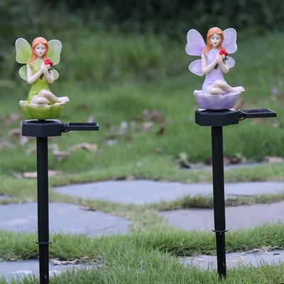 Led слънчеви светлини Външни декоративни цветя от смола Приказна светлина с кол за двор, вътрешен двор, градинска пътека, веранда, декор на морава