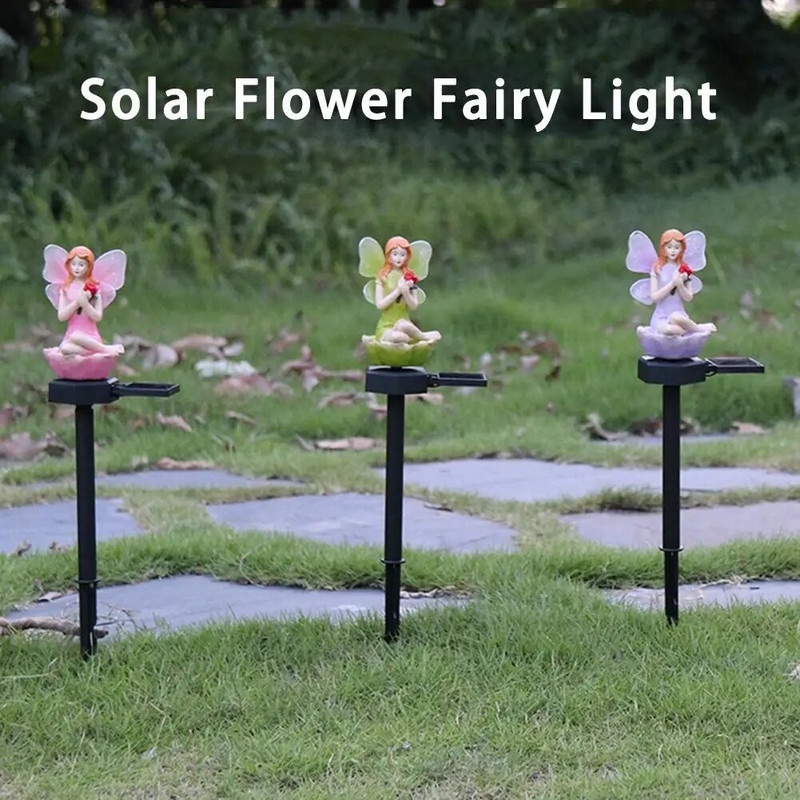 Led saulės šviestuvai lauko dekoratyviniai dervos gėlių fėjos šviesa su kuoliuku kiemo kiemui sodo takas verandos vejos dekoravimui