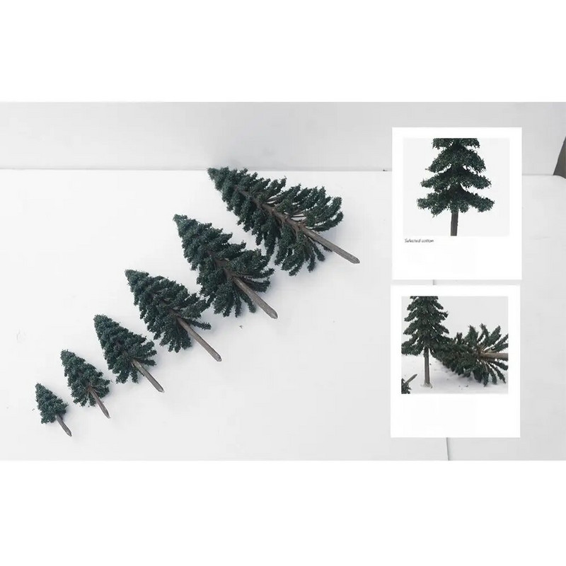 10/20/30 vnt. 5-15 cm kedro medžio žalias peizažas kraštovaizdžio modelis Kedro medžiai traukinio bėgių tiesimui Modelio išdėstymo atrama