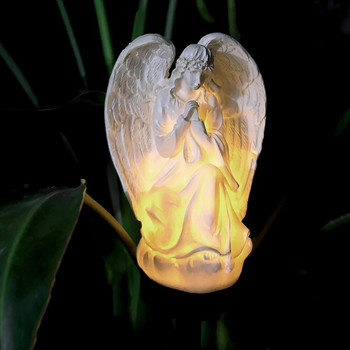 Ρητίνη Άγγελος Ηλιακό φως Αδιάβροχο Φωτιστικό Στολίδι Resin Garden Solar Angel Sculpture Wings Angel for Garden Balcony Yard