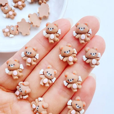 30Gb. Jauns Cute Mini 11*13mm Spārnotais lāča sveķu figūriņas Amatniecība Plakana muguras rotājumi Rotaslietas Matu izgatavošana Manikīra Aksesuāri