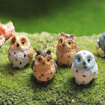 Moss Terrarium Decor Cute Owls Animal Resin Miniatures Figurine Craft Bonsai Pots Home Fairy Garden Στολίδι 1 ΤΕΜ.