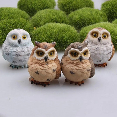 Moss Terrarium Decor Cute Owls Animal Resin Miniatures Figurine Craft Bonsai Pots Home Fairy Garden Στολίδι 1 ΤΕΜ.