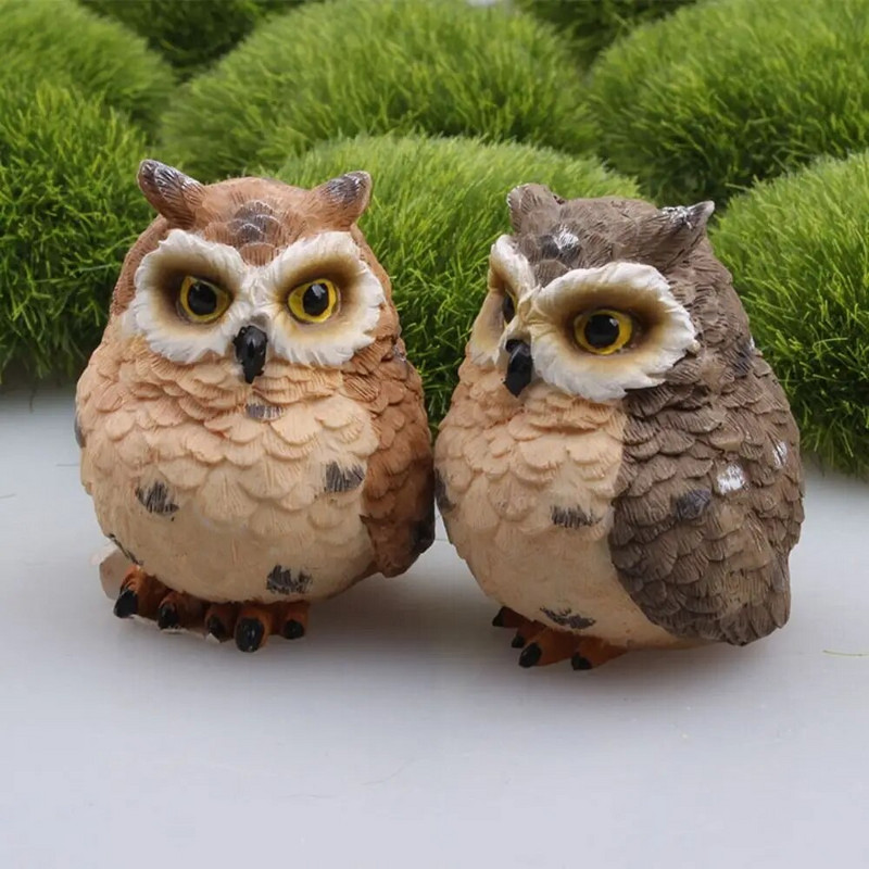 Sūnu terārija dekors Jaukās pūces Dzīvnieku sveķu miniatūras figūriņas Amatniecība Bonsai podi Mājas pasaku dārza rotājumi 1 gab.