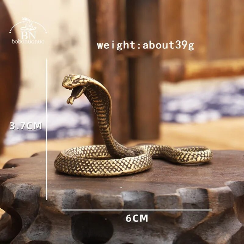 Antikvarinė bronzinė kobra boa gyvatės statula Miniatiūrinės figūrėlės Varinės Zodiako formos Gyvūnų Stalo papuošalai Arbata Gyvūnai Papuošalai Žalvario amatai