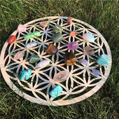 Cvijet života Drvene rukotvorine Sveta geometrija Čakra Zidni umjetnički dekor Joga/meditacija Duhovni dekor doma Kristalne drvene mrežaste ploče