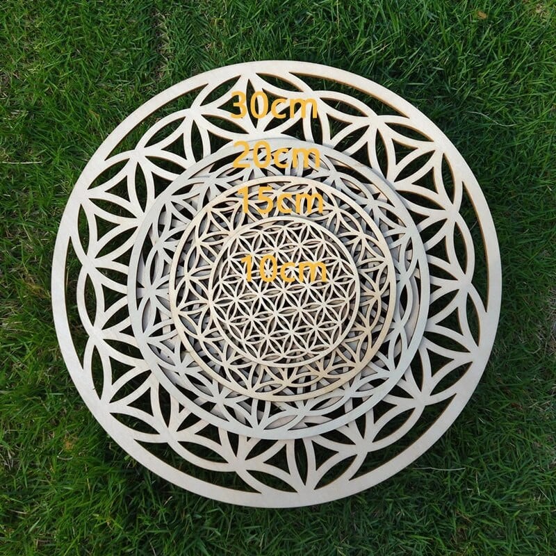 Gyvybės gėlė Mediniai amatai Šventos geometrijos čakra Sienų Menas Dekoras Joga/Meditacija Dvasinis namų dekoras Krištolinės medienos tinklelio plokštės