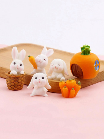 4 ΤΕΜ-Μινιατούρα κουνελιού Μοντέλο Mini Bunny Figurine Desktop Garden Τοπίο Στολίδι Ρητίνη Craft Πασχαλινό χαριτωμένο διακοσμητικό γραφείου σπιτιού