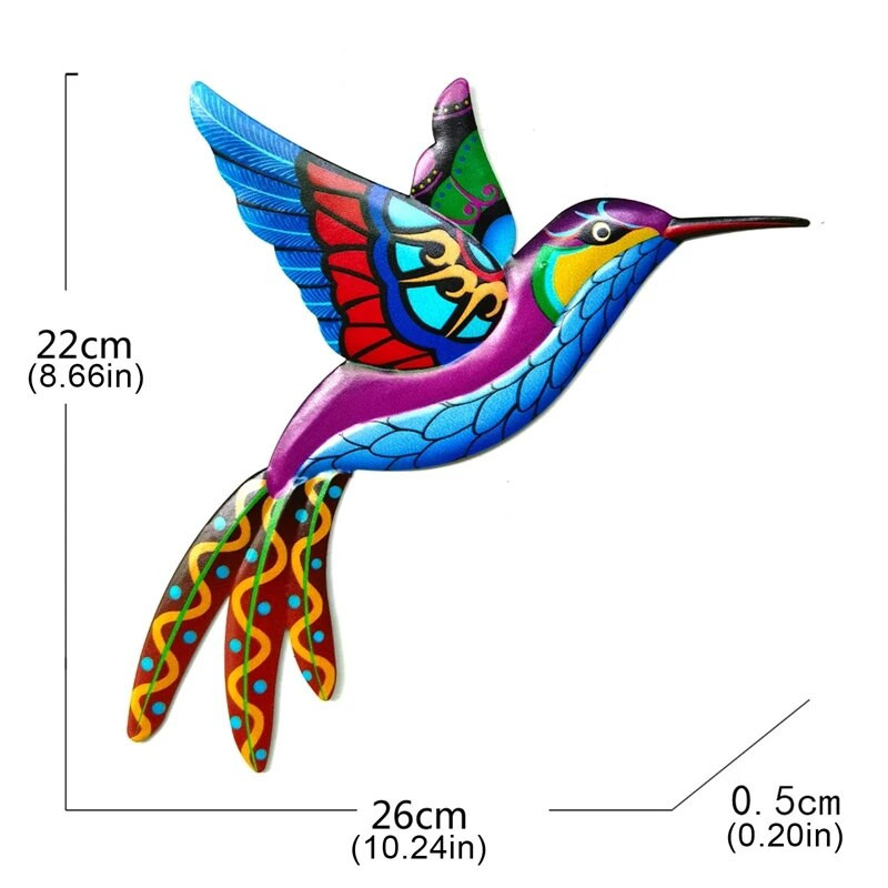 Metāla putnu sienas mākslas skulptūra āra piekarināms ornaments liels kolibri kulons dārza sienas mājas dekorēšanai