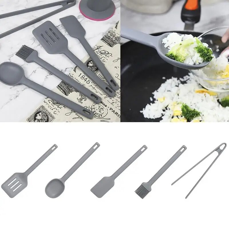 Silikona gatavošanas trauks Nepiedegošs Karstumizturīgs Universāls silikona trauks Virtuves rīks Cepšanas lāpstiņa Ēdiena gatavošanas piederumu rīks