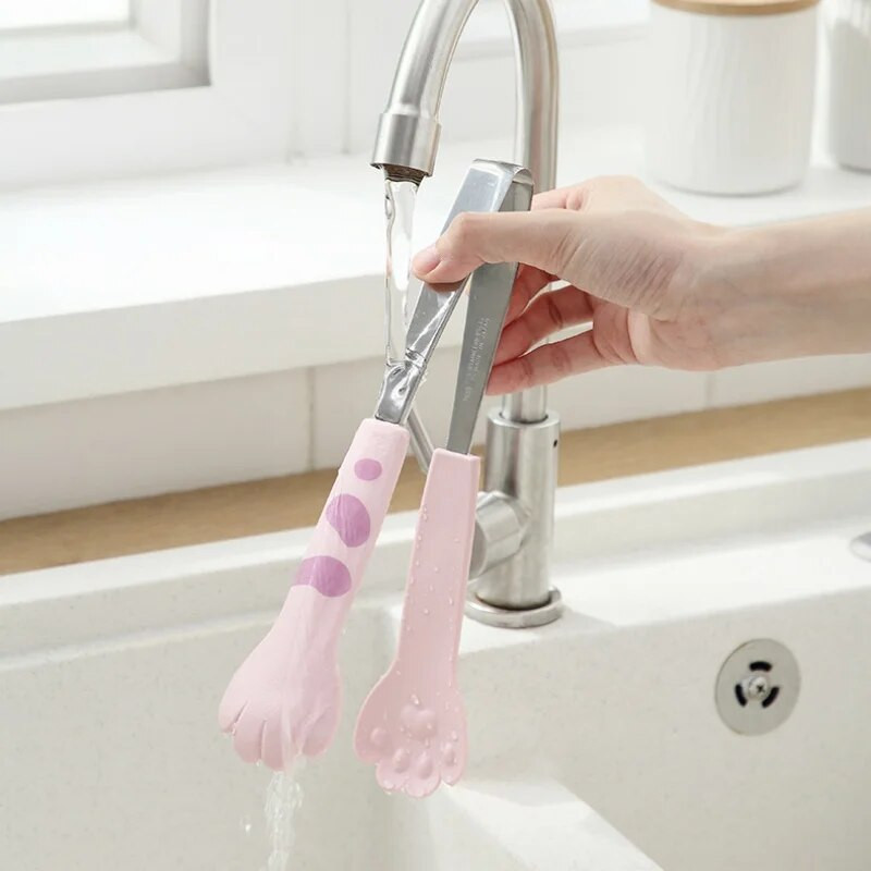 Silikona karstumizturīgas virtuves pārtikas skavas Pretpiedeguma skavas Kaķu spīļu šinas virtuves pārtika Silikona rīki Bērnu ēdināšanas palīglīdzeklis