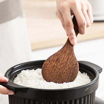 Μακριά λαβή Εργονομική σέσουλα ρυζιού σέσουλα Turner Wood Πρακτική λεπτή υφή σέσουλα ρυζιού για μαγείρεμα στο σπίτι