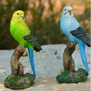 Сладки симулационни фигурки на папагали Миниатюри Прекрасни птици Приказна градина Домашна градина Тревна площ Декорации от смола